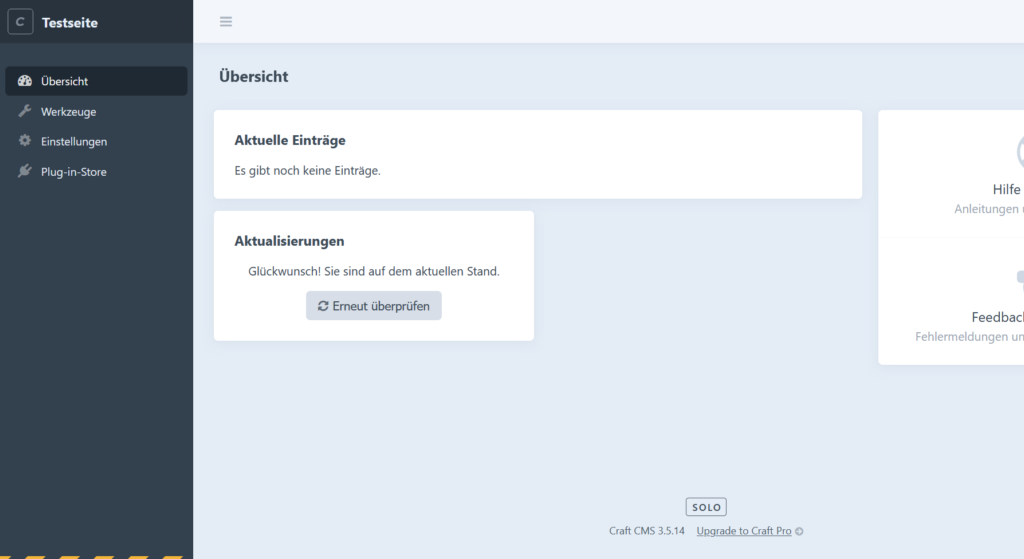 Craft cms fresh installation
